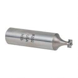 Made in USA - 1/4" Diam x 1/16" Face Width, High Speed Steel, 6 Teeth, Shank Connection Woodruff Keyseat Cutter - Uncoated, 2-1/16" OAL x 1/2" Shank, Straight Teeth, ANSI 202, Old Standard 201 - Industrial Tool & Supply