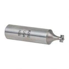 Made in USA - 1/4" Diam x 1/16" Face Width, High Speed Steel, 6 Teeth, Shank Connection Woodruff Keyseat Cutter - Uncoated, 2-1/16" OAL x 1/2" Shank, Straight Teeth, ANSI 202, Old Standard 201 - Industrial Tool & Supply