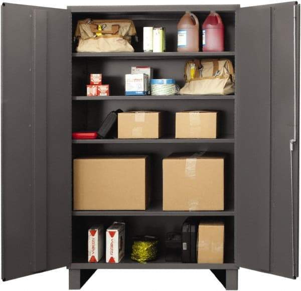 Durham - 4 Shelf Locking Storage Cabinet - Steel, 48" Wide x 24" Deep x 72" High, Gray - Industrial Tool & Supply