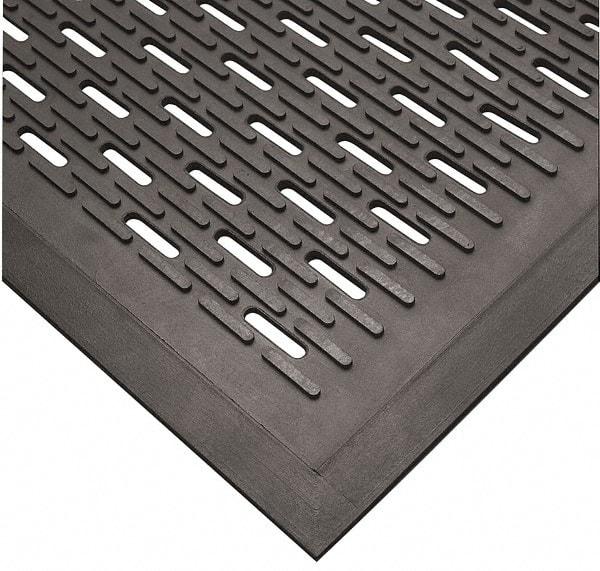 Wearwell - 5 Ft. Long x 3 Ft. Wide, Natural Rubber Surface, Raised Bars and Scrapers (Reversible) Entrance Matting - 5/16 Inch Thick, Outdoor, SBR Rubber, Black, Series 224 - Industrial Tool & Supply