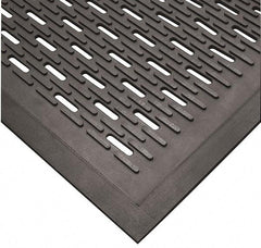 Wearwell - 5 Ft. Long x 3 Ft. Wide, Natural Rubber Surface, Raised Bars and Scrapers (Reversible) Entrance Matting - 5/16 Inch Thick, Outdoor, SBR Rubber, Black, Series 224 - Industrial Tool & Supply