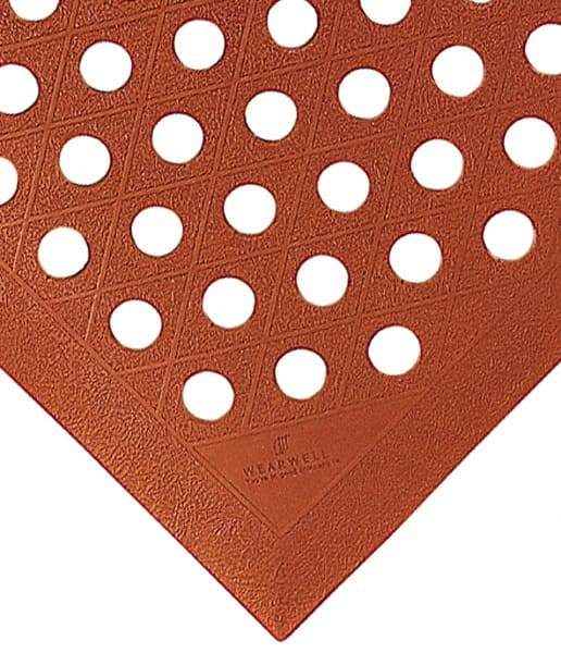 Wearwell - 5' Long, Dry/Wet Environment, Anti-Fatigue Matting - Terra Cotta, Nitrile Blend with Nitrile Rubber Base, Beveled on 4 Sides - Industrial Tool & Supply