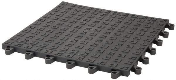 Wearwell - 18" Long x 18" Wide x 7/8" Thick, Anti-Fatigue Modular Matting Soft Open Grid - 4 Interlocking Sides, Charcoal, For Dry Areas, Series 566 - Industrial Tool & Supply