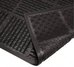 Wearwell - 6 Ft. Long x 3 Ft. Wide, Natural Rubber Surface, Raised Bars and Scrapers (Reversible) Entrance Matting - 7/16 Inch Thick, Outdoor, Heavy Traffic, Natural Rubber, Black, Series 227 - Industrial Tool & Supply