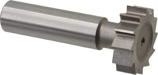 Made in USA - 1" Diam x 5/16" Face Width, High Speed Steel, 12 Teeth, Shank Connection Woodruff Keyseat Cutter - Uncoated, 2-5/16" OAL x 1/2" Shank, Straight Teeth, ANSI 1008, Old Standard B - Industrial Tool & Supply