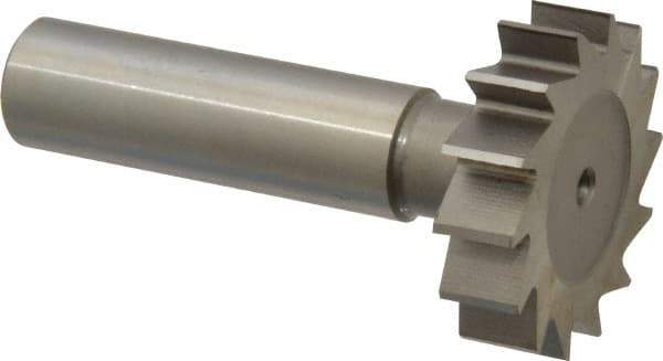 Made in USA - 1-1/4" Diam x 5/16" Face Width, High Speed Steel, 14 Teeth, Shank Connection Woodruff Keyseat Cutter - Uncoated, 2-5/16" OAL x 1/2" Shank, Straight Teeth, ANSI 1010, Old Standard D - Industrial Tool & Supply
