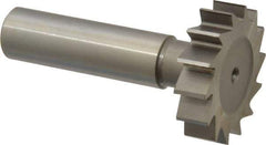 Made in USA - 1-1/4" Diam x 5/16" Face Width, High Speed Steel, 14 Teeth, Shank Connection Woodruff Keyseat Cutter - Uncoated, 2-5/16" OAL x 1/2" Shank, Straight Teeth, ANSI 1010, Old Standard D - Industrial Tool & Supply