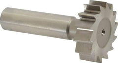 Made in USA - 1-1/4" Diam x 3/8" Face Width, High Speed Steel, 14 Teeth, Shank Connection Woodruff Keyseat Cutter - Uncoated, 2-3/8" OAL x 1/2" Shank, Straight Teeth, ANSI 1210, Old Standard E - Industrial Tool & Supply