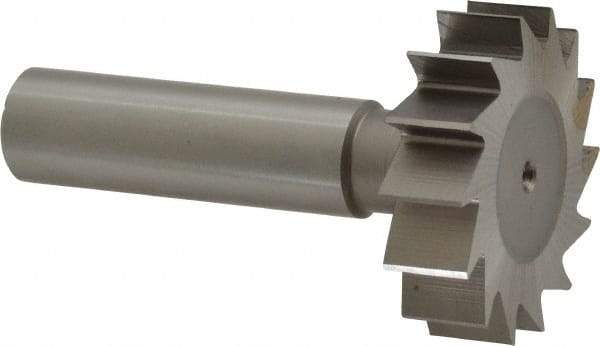 Made in USA - 1-3/8" Diam x 3/8" Face Width, High Speed Steel, 14 Teeth, Shank Connection Woodruff Keyseat Cutter - Uncoated, 2-3/8" OAL x 1/2" Shank, Straight Teeth, ANSI 1211, Old Standard F - Industrial Tool & Supply