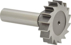 Made in USA - 1-1/2" Diam x 3/8" Face Width, High Speed Steel, 16 Teeth, Shank Connection Woodruff Keyseat Cutter - Uncoated, 2-3/8" OAL x 1/2" Shank, Straight Teeth, ANSI 1212, Old Standard G - Industrial Tool & Supply