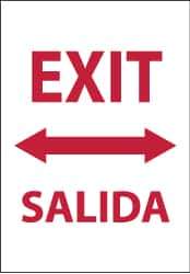 NMC - Exit, Pressure Sensitive Vinyl Exit Sign - 14" Wide x 20" High, English/Spanish - Industrial Tool & Supply