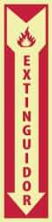 NMC - Extinguidor, Plastic Fire Sign - 4" Wide x 18" High, Spanish, Glow-in-the-Dark - Industrial Tool & Supply