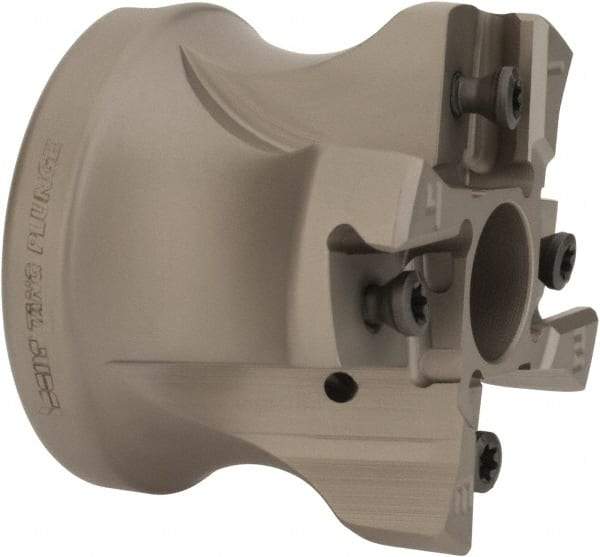 Iscar - 4 Inserts, 2" Cut Diam, 3/4" Arbor Diam, 0.118" Max Depth of Cut, Indexable Square-Shoulder Face Mill - 0/90° Lead Angle, 1.57" High, HTP LNHT 1606 Insert Compatibility, Through Coolant, Series TangPlunge - Industrial Tool & Supply