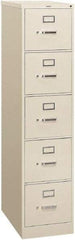 Hon - 15" Wide x 60" High x 26-1/2" Deep, 5 Drawer Vertical File - Steel, Light Gray - Industrial Tool & Supply