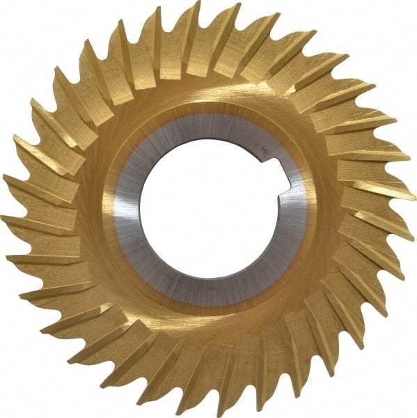 Made in USA - 3" Blade Diam x 3/32" Blade Thickness, 1" Hole, 32 Teeth, Cobalt Side Chip Saw - Straight Tooth, Arbor Connection, Right Hand Cut, TiN, with Keyway - Industrial Tool & Supply