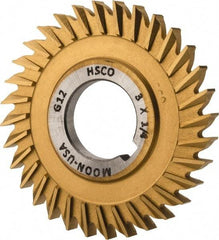Made in USA - 3" Blade Diam x 1/4" Blade Thickness, 1" Hole, 32 Teeth, Cobalt Side Chip Saw - Straight Tooth, Arbor Connection, Right Hand Cut, TiN, with Keyway - Industrial Tool & Supply