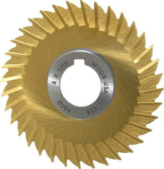 Made in USA - 4" Blade Diam x 1/16" Blade Thickness, 1" Hole, 36 Teeth, Cobalt Side Chip Saw - Straight Tooth, Arbor Connection, Right Hand Cut, TiN, with Keyway - Industrial Tool & Supply