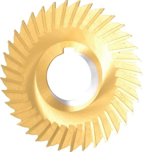 Made in USA - 4" Blade Diam x 1/16" Blade Thickness, 1-1/4" Hole, 36 Teeth, Cobalt Side Chip Saw - Straight Tooth, Arbor Connection, Right Hand Cut, TiN, with Keyway - Industrial Tool & Supply