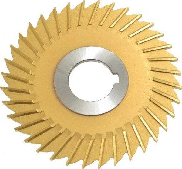 Made in USA - 4" Blade Diam x 1/8" Blade Thickness, 1" Hole, 36 Teeth, Cobalt Side Chip Saw - Straight Tooth, Arbor Connection, Right Hand Cut, TiN, with Keyway - Industrial Tool & Supply