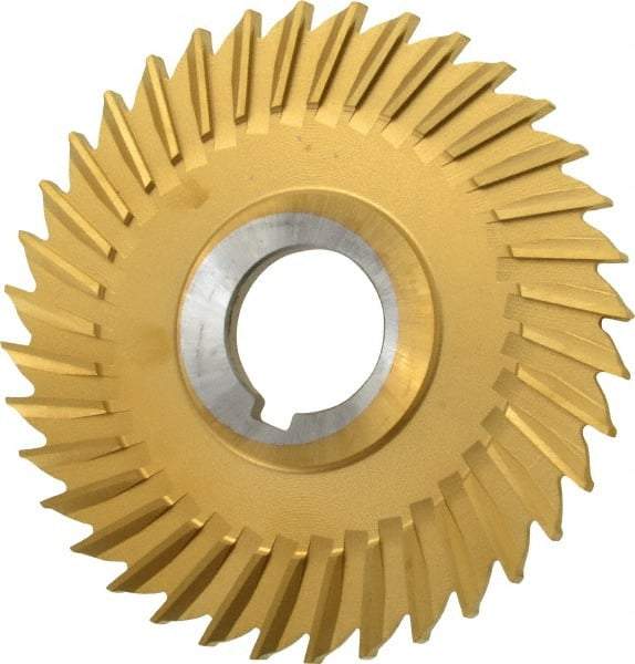 Made in USA - 4" Blade Diam x 3/16" Blade Thickness, 1" Hole, 36 Teeth, Cobalt Side Chip Saw - Straight Tooth, Arbor Connection, Right Hand Cut, TiN, with Keyway - Industrial Tool & Supply