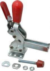 De-Sta-Co - 600 Lb Holding Capacity, Vertical Handle, Manual Hold Down Toggle Clamp - 66° Handle Movement, 75° Bar Opening, U-Bar, Flanged Base, Electro-Plated Zinc, Carbon Steel - Industrial Tool & Supply