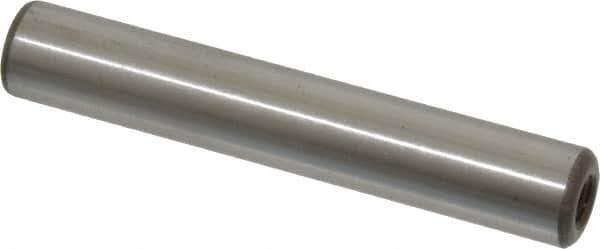 Jergens - 1/2" Diam x 3" Pin Length Alloy Steel Pull Out Dowel Pin - C 47-58 & C 60-64 (Surface) Hardness, 1 Beveled & 1 Threaded End - Industrial Tool & Supply