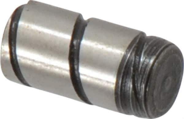 Jergens - 1/4" Diam x 1/2" Pin Length Alloy Steel Grooved Dowel Pin - C 47-58 & C 60-64 (Surface) Hardness, 1 Beveled & 1 Threaded End - Industrial Tool & Supply