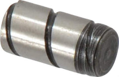 Jergens - 1/4" Diam x 1/2" Pin Length Alloy Steel Grooved Dowel Pin - C 47-58 & C 60-64 (Surface) Hardness, 1 Beveled & 1 Threaded End - Industrial Tool & Supply