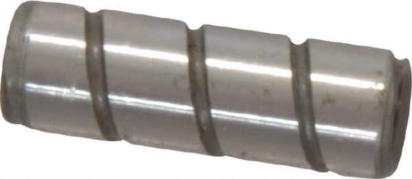 Jergens - 1/4" Diam x 3/4" Pin Length Alloy Steel Grooved Dowel Pin - C 47-58 & C 60-64 (Surface) Hardness, 1 Beveled & 1 Threaded End - Industrial Tool & Supply