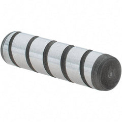 Jergens - 1/4" Diam x 1" Pin Length Alloy Steel Grooved Dowel Pin - C 47-58 & C 60-64 (Surface) Hardness, 1 Beveled & 1 Threaded End - Industrial Tool & Supply