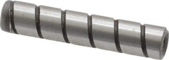 Jergens - 1/4" Diam x 1-1/4" Pin Length Alloy Steel Grooved Dowel Pin - C 47-58 & C 60-64 (Surface) Hardness, 1 Beveled & 1 Threaded End - Industrial Tool & Supply