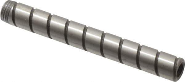 Jergens - 1/4" Diam x 2" Pin Length Alloy Steel Grooved Dowel Pin - C 47-58 & C 60-64 (Surface) Hardness, 1 Beveled & 1 Threaded End - Industrial Tool & Supply