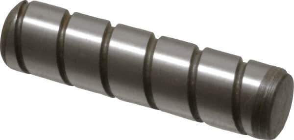 Jergens - 5/16" Diam x 1-1/4" Pin Length Alloy Steel Grooved Dowel Pin - C 47-58 & C 60-64 (Surface) Hardness, 1 Beveled & 1 Threaded End - Industrial Tool & Supply