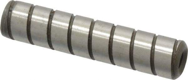 Jergens - 3/8" Diam x 1-3/4" Pin Length Alloy Steel Grooved Dowel Pin - C 47-58 & C 60-64 (Surface) Hardness, 1 Beveled & 1 Threaded End - Industrial Tool & Supply
