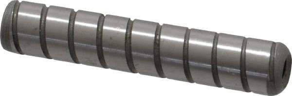 Jergens - 3/8" Diam x 2" Pin Length Alloy Steel Grooved Dowel Pin - C 47-58 & C 60-64 (Surface) Hardness, 1 Beveled & 1 Threaded End - Industrial Tool & Supply