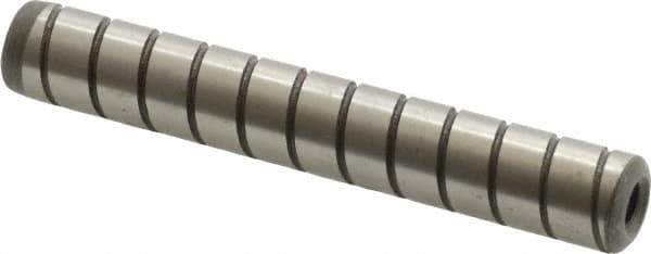 Jergens - 3/8" Diam x 2-1/2" Pin Length Alloy Steel Grooved Dowel Pin - C 47-58 & C 60-64 (Surface) Hardness, 1 Beveled & 1 Threaded End - Industrial Tool & Supply
