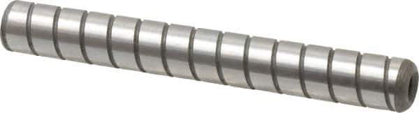Jergens - 3/8" Diam x 3" Pin Length Alloy Steel Grooved Dowel Pin - C 47-58 & C 60-64 (Surface) Hardness, 1 Beveled & 1 Threaded End - Industrial Tool & Supply