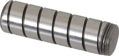 Jergens - 7/16" Diam x 1-1/2" Pin Length Alloy Steel Grooved Dowel Pin - C 47-58 & C 60-64 (Surface) Hardness, 1 Beveled & 1 Threaded End - Industrial Tool & Supply