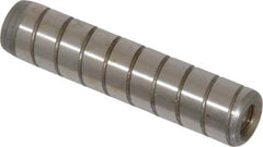 Jergens - 7/16" Diam x 2" Pin Length Alloy Steel Grooved Dowel Pin - C 47-58 & C 60-64 (Surface) Hardness, 1 Beveled & 1 Threaded End - Industrial Tool & Supply
