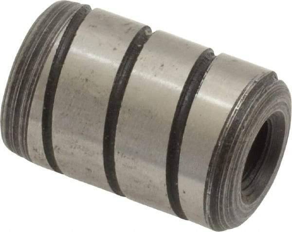Jergens - 1/2" Diam x 3/4" Pin Length Alloy Steel Grooved Dowel Pin - C 47-58 & C 60-64 (Surface) Hardness, 1 Beveled & 1 Threaded End - Industrial Tool & Supply