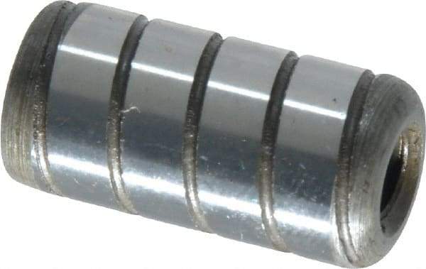 Jergens - 1/2" Diam x 1" Pin Length Alloy Steel Grooved Dowel Pin - C 47-58 & C 60-64 (Surface) Hardness, 1 Beveled & 1 Threaded End - Industrial Tool & Supply