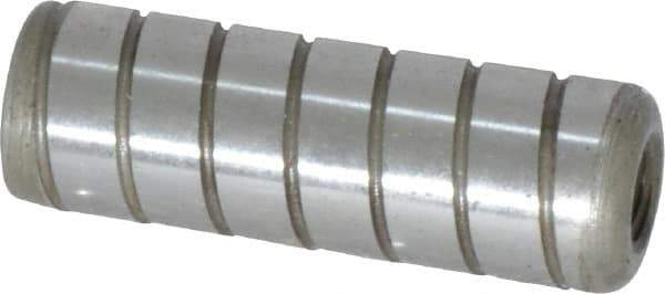 Jergens - 1/2" Diam x 1-1/2" Pin Length Alloy Steel Grooved Dowel Pin - C 47-58 & C 60-64 (Surface) Hardness, 1 Beveled & 1 Threaded End - Industrial Tool & Supply