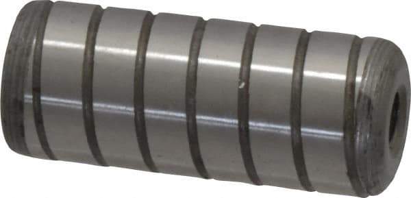 Jergens - 5/8" Diam x 1-1/2" Pin Length Alloy Steel Grooved Dowel Pin - C 47-58 & C 60-64 (Surface) Hardness, 1 Beveled & 1 Threaded End - Industrial Tool & Supply