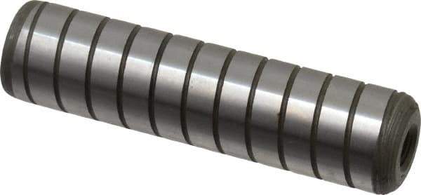 Jergens - 5/8" Diam x 2-1/2" Pin Length Alloy Steel Grooved Dowel Pin - C 47-58 & C 60-64 (Surface) Hardness, 1 Beveled & 1 Threaded End - Industrial Tool & Supply