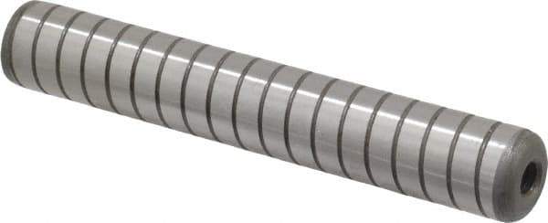 Jergens - 5/8" Diam x 4" Pin Length Alloy Steel Grooved Dowel Pin - C 47-58 & C 60-64 (Surface) Hardness, 1 Beveled & 1 Threaded End - Industrial Tool & Supply