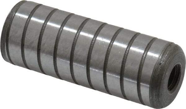 Jergens - 3/4" Diam x 2" Pin Length Alloy Steel Grooved Dowel Pin - C 47-58 & C 60-64 (Surface) Hardness, 1 Beveled & 1 Threaded End - Industrial Tool & Supply