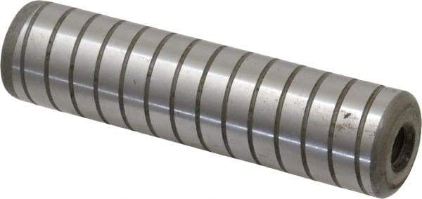 Jergens - 3/4" Diam x 3" Pin Length Alloy Steel Grooved Dowel Pin - C 47-58 & C 60-64 (Surface) Hardness, 1 Beveled & 1 Threaded End - Industrial Tool & Supply