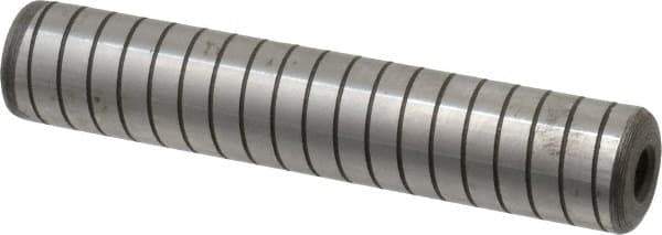 Jergens - 3/4" Diam x 4" Pin Length Alloy Steel Grooved Dowel Pin - C 47-58 & C 60-64 (Surface) Hardness, 1 Beveled & 1 Threaded End - Industrial Tool & Supply