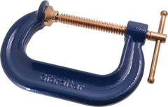 Gibraltar - Regular-Duty 3" Max Opening, 2-3/8" Throat Depth, Forged Steel Standard C-Clamp - 3,500 Lb Capacity, 0" Min Opening, Deep Throat, Copper Plated Screw - Industrial Tool & Supply