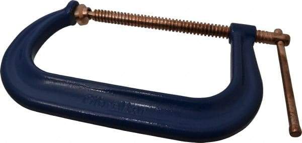 Gibraltar - Regular-Duty 8" Max Opening, 5" Throat Depth, Forged Steel Standard C-Clamp - 6,900 Lb Capacity, 0" Min Opening, Deep Throat, Copper Plated Screw - Industrial Tool & Supply
